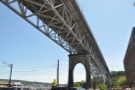 ... right under the Aurora Bridge, which soars high above as it spans Fremont Cut.