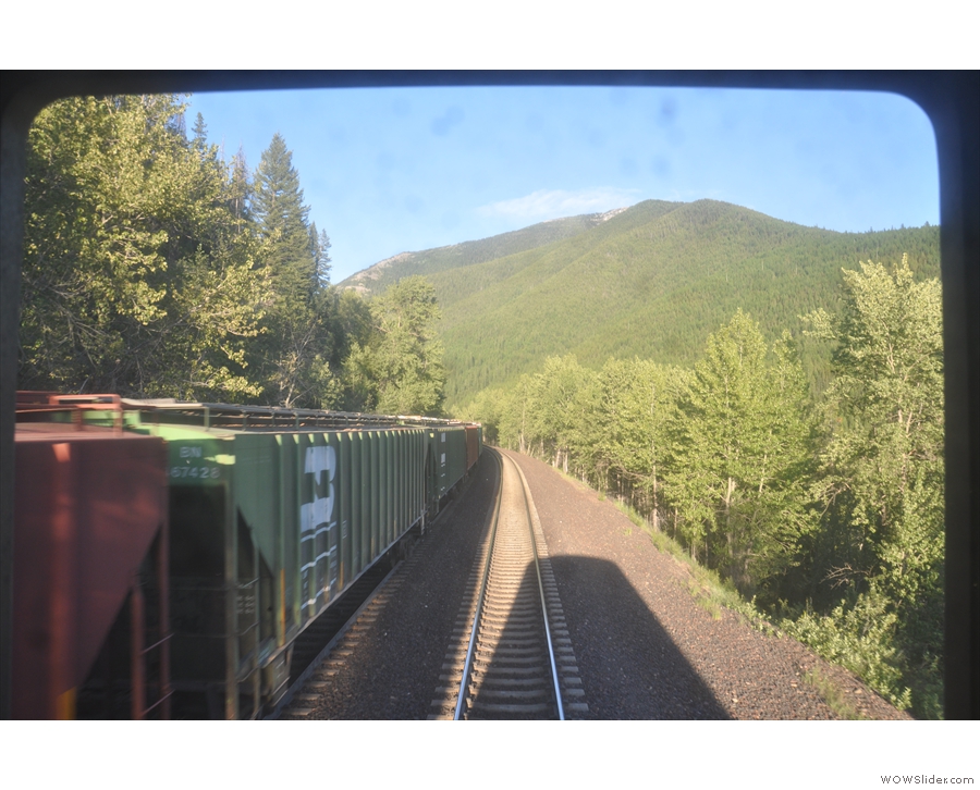 ... long, long freight trains going up the pass. Often they were pulled by two locoomotives...