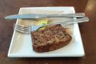 ... and a slightly out-of-focus slice of toasted banana bread.