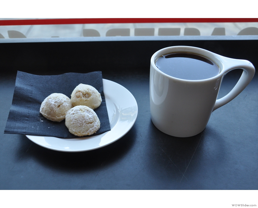 I paired my coffee with three of the tea cookies I'd been admiring earlier.