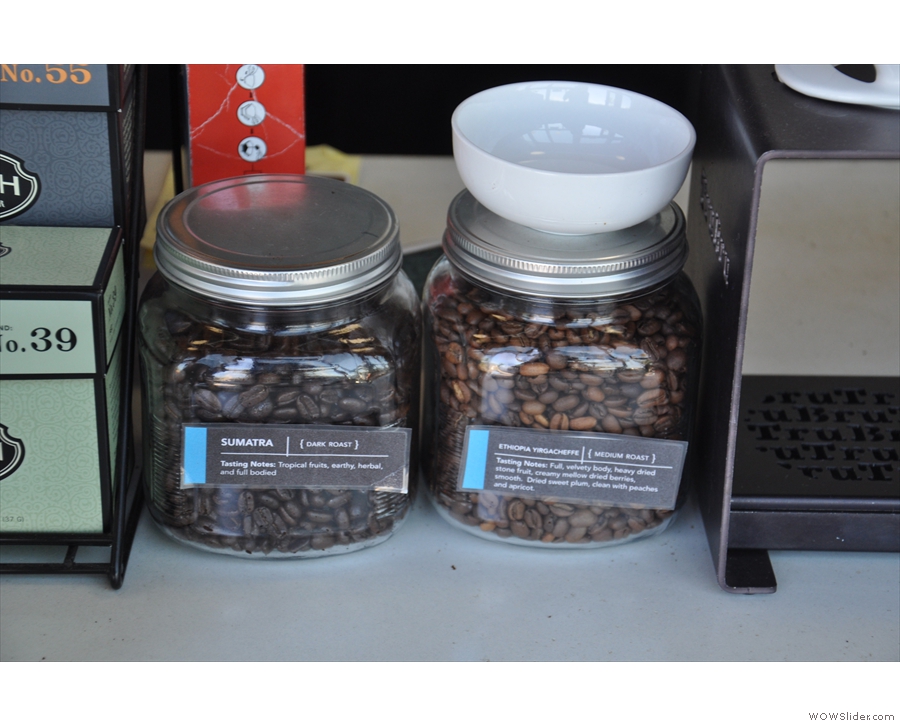 There was a choice of beans, helpfully displayed in jars to either side of the filter rack.