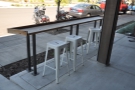 An alternative view of the outdoor seating, as seen from the door of Stoked.