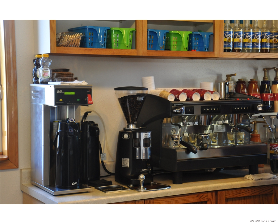 The all-important espresso machine and bulk-brew filter.