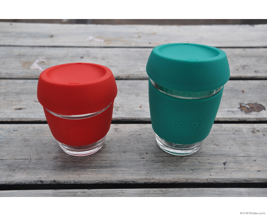 Joco Cups come in two sizes, 8oz and 12oz.