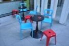 There's outside seating as well, either in the shape of these tables and chairs...