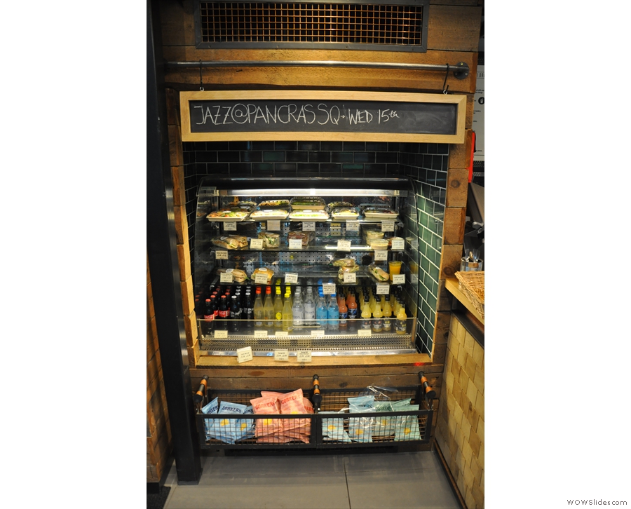 There are also soft drinks, sandwiches and salads in the chiller cabinet...