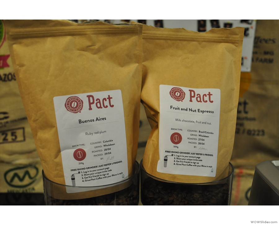 Pact was showcasing two coffees in conjunction with Sage: the Fruit and Nut blend...