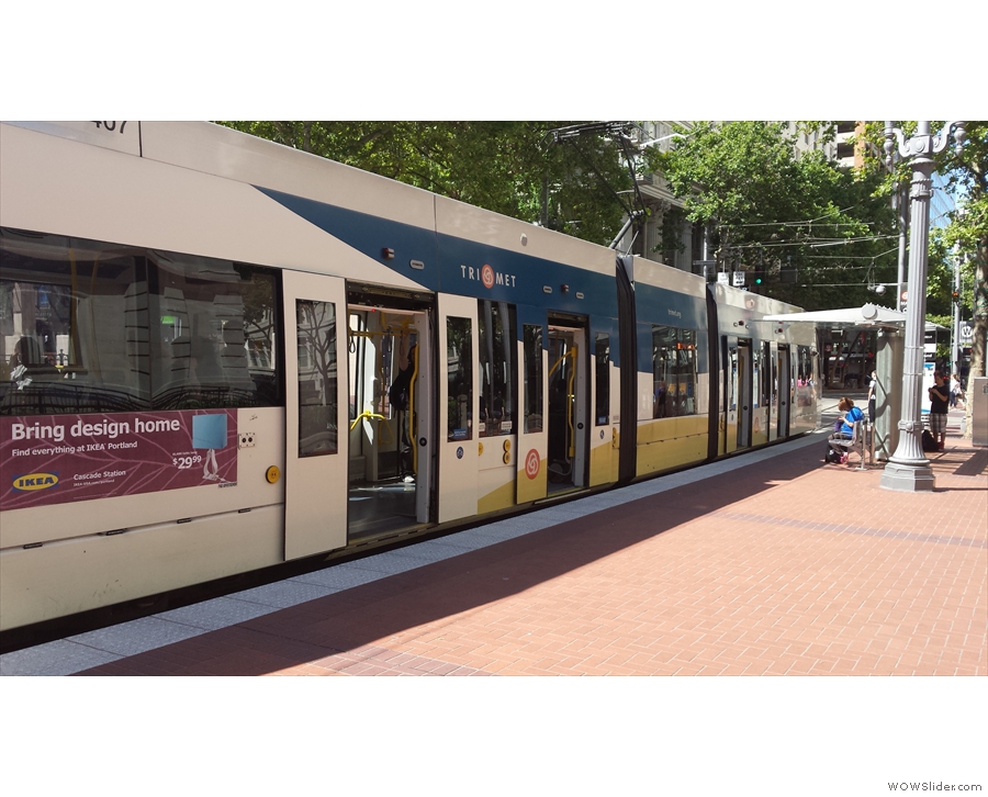 Portland has got several light rail and street car routes, with lots of different rolling stock...