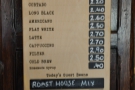 The espresso menu is fairly comprehensive...