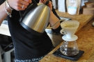 For V60, Greenhood employs a continuous pour method...