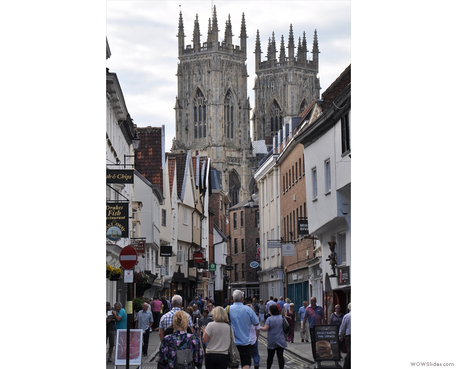In the mean streets of York, under the steely gaze of the towers of York Minster...