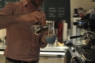 Joe doing his latte art.