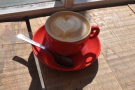 This was mine, by the way, a flat white of the house blend, basking in the morning sun.