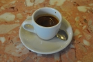 My espresso, in a classic, white cup.
