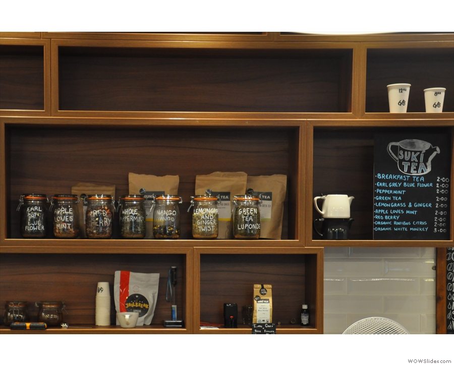 There's more interesting things behind the counter, including the tea and tea menu.