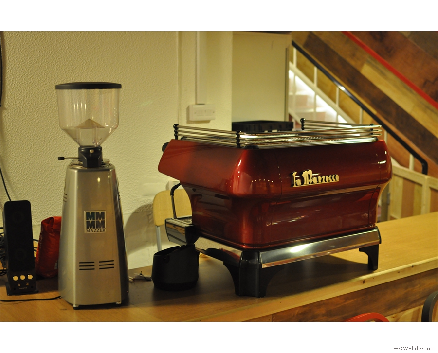 However, the plan is to bring it into regular use: here's the La Marzocco ready for action.