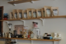 On the shelves behind the counter there's a kettle, Syphon, Chemex, Aeropress & ... tea?