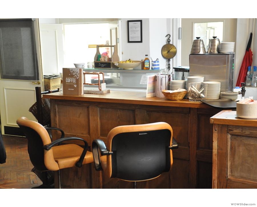 Want to get up close & personal? Try one of these barber's chairs at the end of the counter.