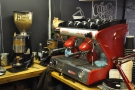 The red Sanremo is a little at odds with the black and white colour scheme!