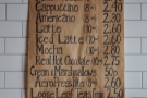 ... while the coffee menu is written up behind the counter.