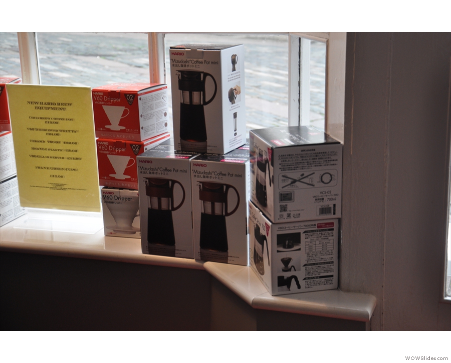 The windowsills also hold some more coffee-related kit.
