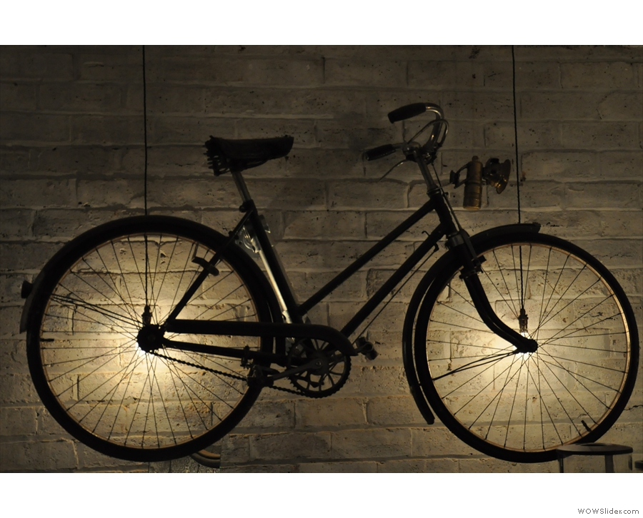 December: illuminated bicycle. Steampunk, North Berwick