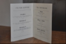 Details of the single-origin beans and tea in the menu...