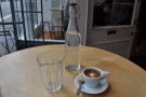 My macchiato, complete with bottle of water...