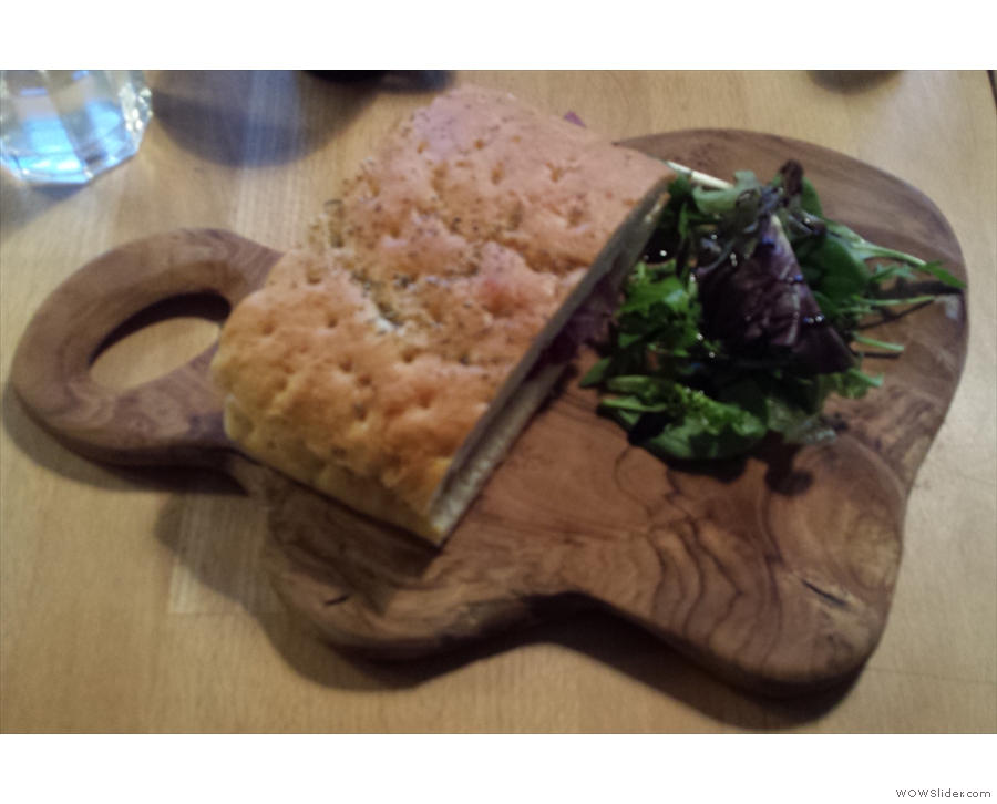 I had a rather out-of-focus sea salt and rosemary flat bread for lunch...