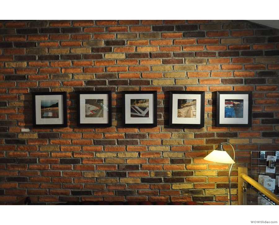 There are quite a lot of pictures on the exposed brick walls...