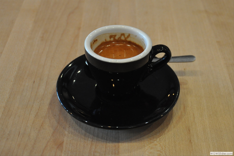 My espresso. I love the classic black cup, but I wish it wasn't so hard to photograph well!