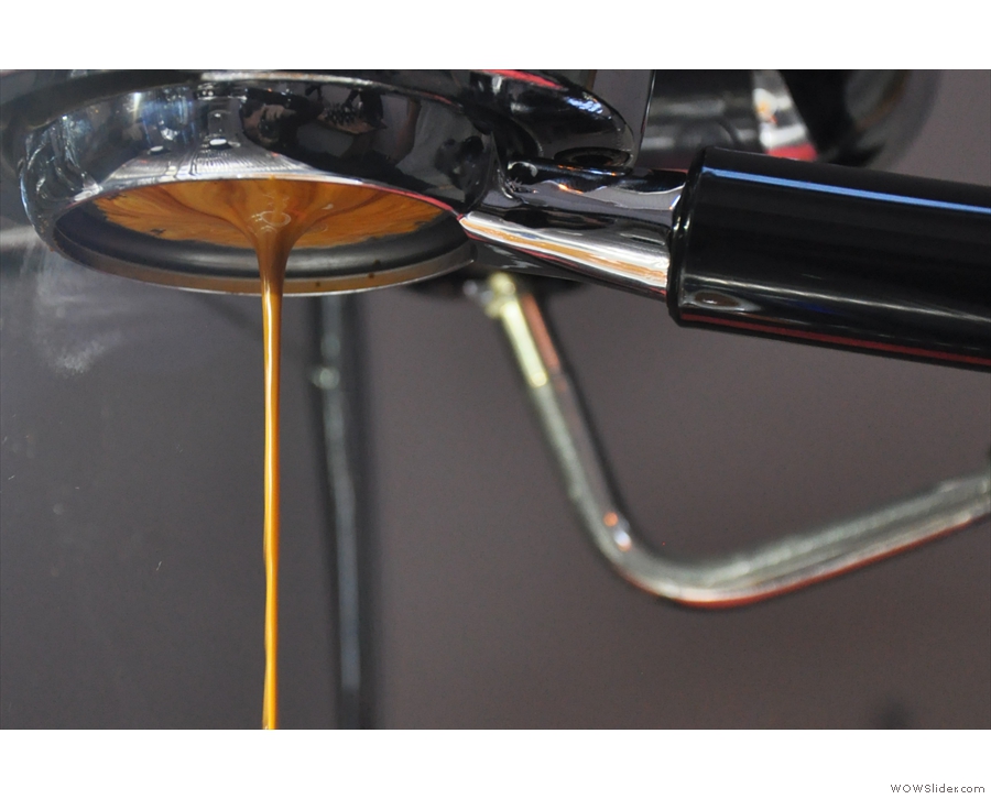 July: espresso extraction in action at Foundry Coffee Roasters, Sheffield.