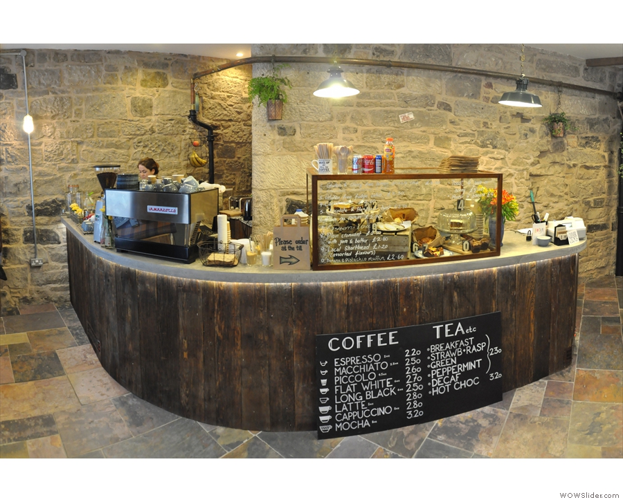 October: a lovely counter, using 150 year old reclaimed wood, at The Milkman, Edinburgh.