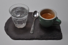 February: a beautifully presented espresso, plus glass of water, at Marmadukes, Sheffield.