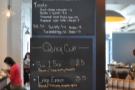 Meanwhile, lunch and coffee choices are up on the board on one of the pillars...