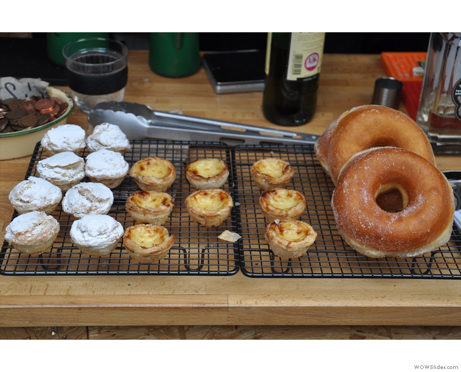 And cake. Little mince pies, natas and some enormous doughnuts!