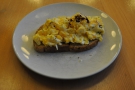 Which I accompanied with the 'Spitfire': scrambled eggs on toast.
