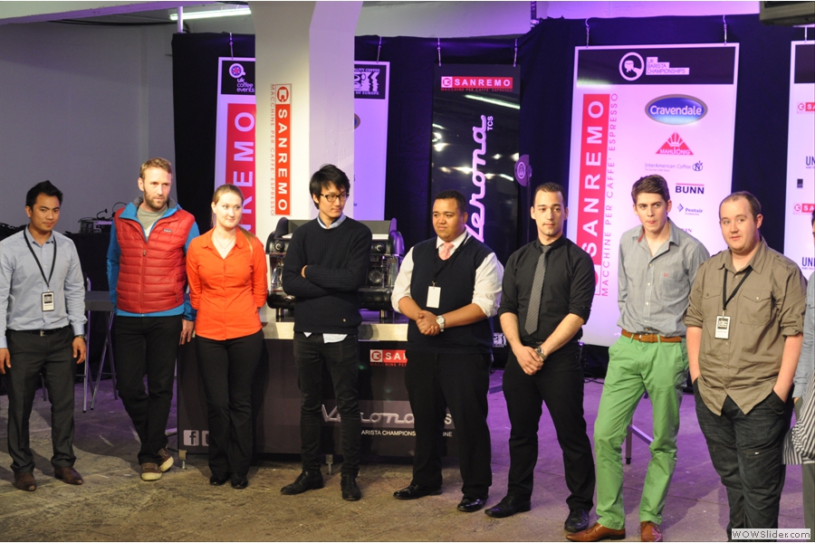 Later, all the competitors line up while the results are announced.