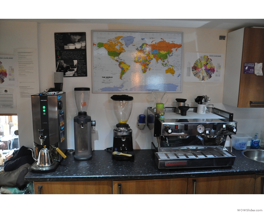 At the other end of the roastery is a small lab/training area.