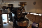 At the end nearest the stairs is the roaster, seen here in April 2014, just after installation...