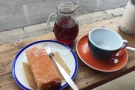 My pour-over, served in a carafe, complete with slice of lemon drizzle cake.