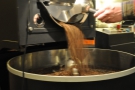 I love watching beans pouring out of the roaster.