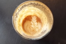 The milk in my cortado held the pattern all the way to the bottom of the glass. Impressive.