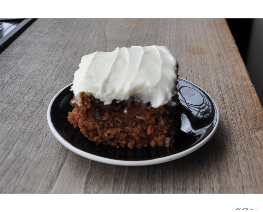 And, of course, another coffee calls for more cake: carrot cake to be precise.