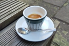 However, I've come for coffee: my Ethiopian espresso in a handleless cup...