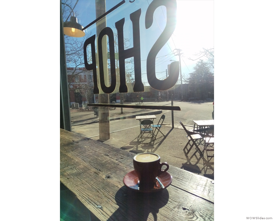 Although it was cold, it was gloriously sunny, so I sat in the window with my cappuccino...