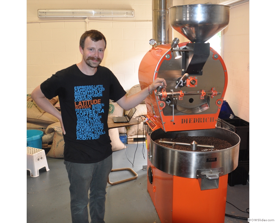 A roaster (Thomas) and his roaster (12kg Diedrich)