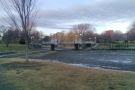 The pond is drained in the winter to stop it freezing, giving the park a bleak elegance.