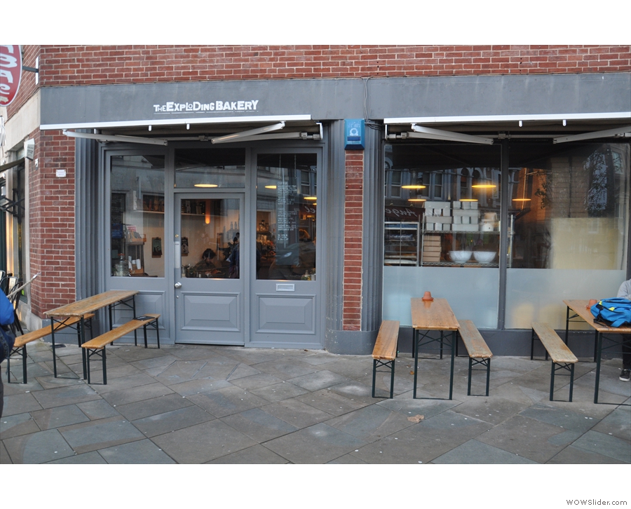 The Exploding Bakery, with its outside seating, as it looks in January 2016...