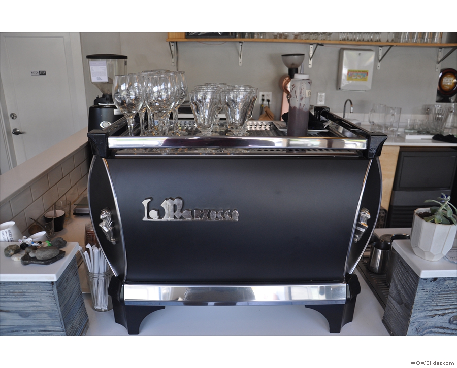 So, what's on offer? Espresso, of course, from the two-group La Marzocco, front & centre.